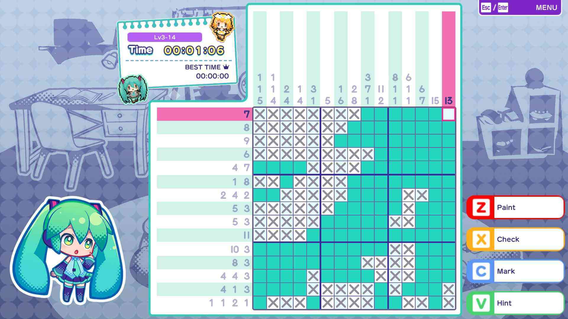初音ミク　ロジックペイントS ゲーム画面